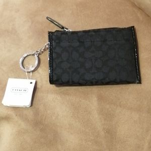 Coach black wallet card holder zippered